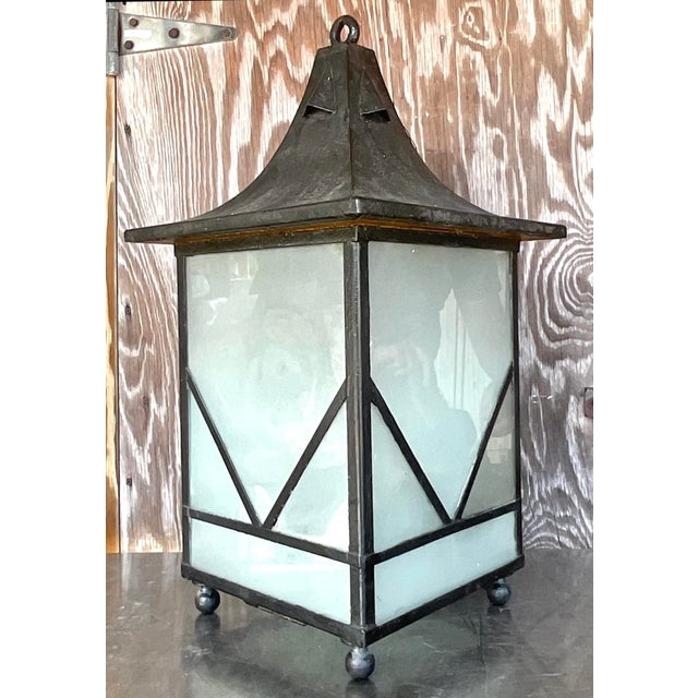 Hollywood Regency Vintage Boho Iron Lantern For Sale - Image 3 of 5