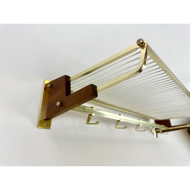 Mid-Century Teak and Brass Plated Coat Rack, 1960s For Sale - Image 16 of 17