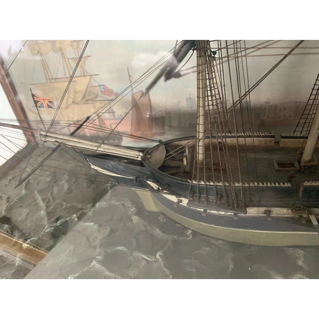 Three-Masted Sailing Ship in Display Case For Sale - Image 10 of 14