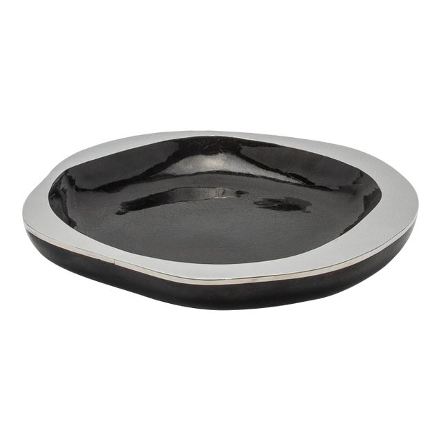 Bowl in Black Shell With Stainless Steel Details by R&y Augousti For Sale