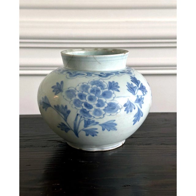 Late 19th Century Antique Korean Porcelain Peony Jar Joseon Dynasty For Sale - Image 5 of 12