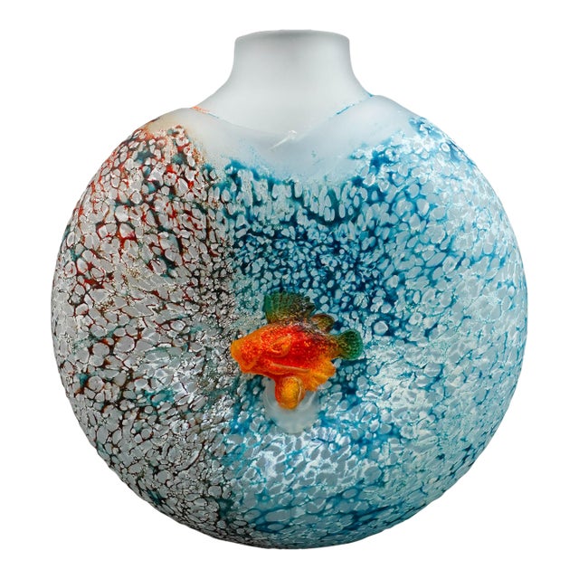 Kosta Boda Sweden Kjell Engman Signed Reef Fish Art Glass Vase #80202 For Sale