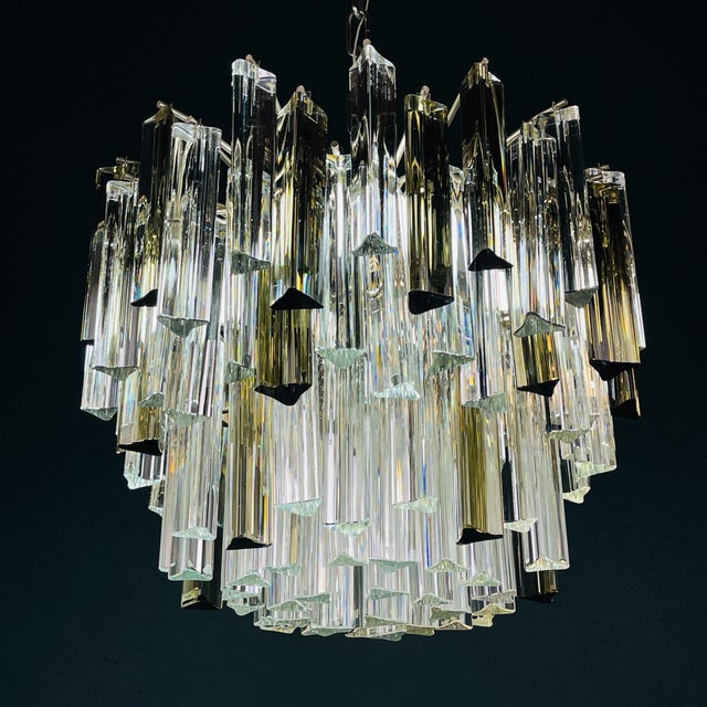 Vintage Italian Murano Glass Crystal Prism Chandelier from Venini, 1970s For Sale - Image 4 of 18