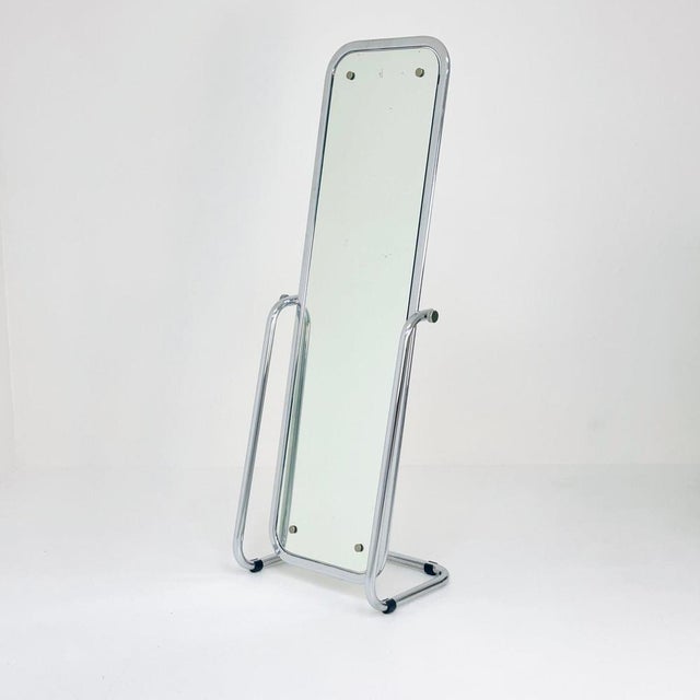 Mid-Century Chrome Floor Mirror, 1980s For Sale - Image 11 of 11