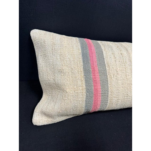 Turkish Hemp Pillow Cushion Natural Beige Gray Cushion Cover 14x40 #30457 Enhance your home decor with our Kilim Pillow...