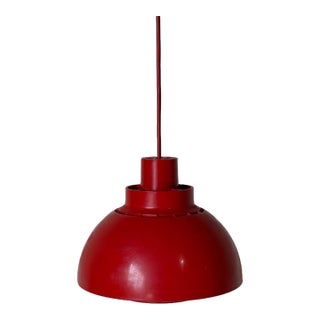 Red Acrylic Dome Pendant Light With Inner Diffuser Mid-Century Modern 1970s For Sale