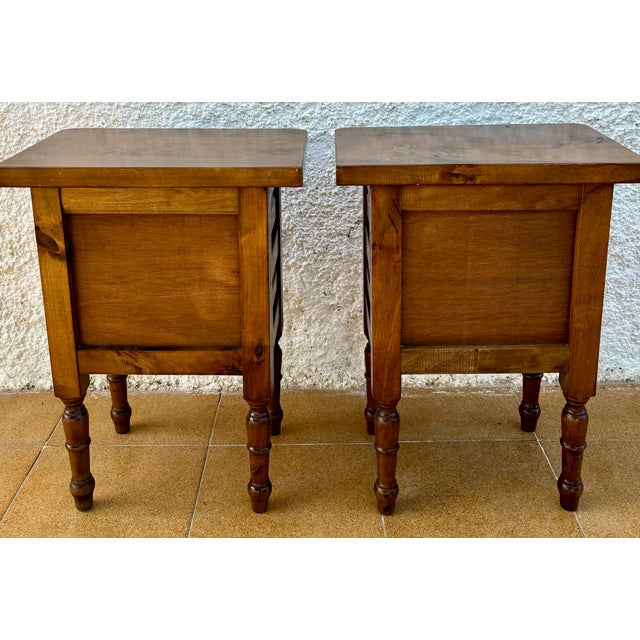 20th Century Spanish Nightstands with Two Drawers and Iron Hardware, 1950s, Set of 2 For Sale - Image 18 of 18