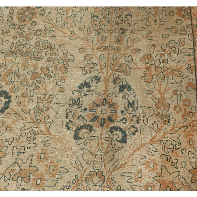 Antique Persian Tabriz Beige Handmade Wool Rug For Sale In New York - Image 6 of 8