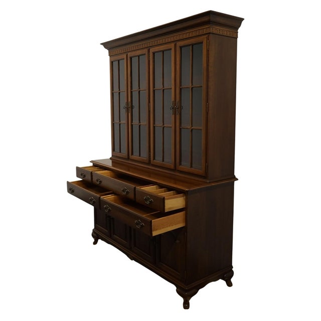 Brown Ethan Allen Georgian Court Solid Cherry Traditional Style 58" Buffet W. Lighted Display China Cabinet 11-6047 / 11-6098 For Sale - Image 8 of 15
