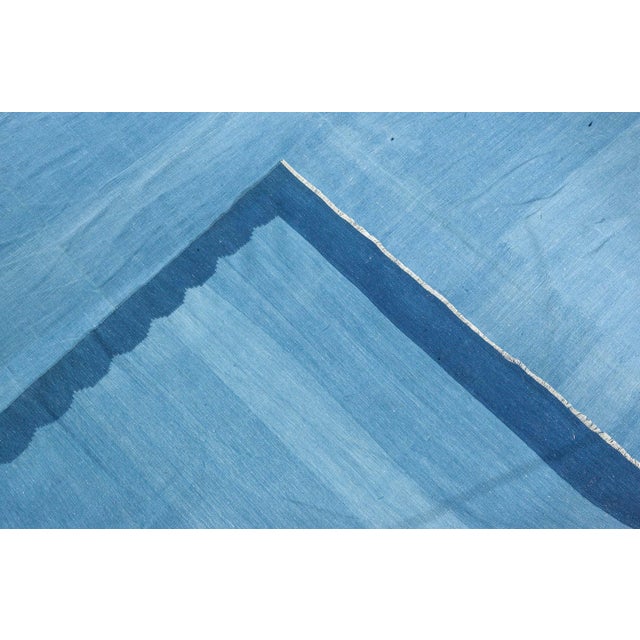 Blue Doris Leslie Blau Vintage Indian Dhurrie Blue Rug For Sale - Image 8 of 8