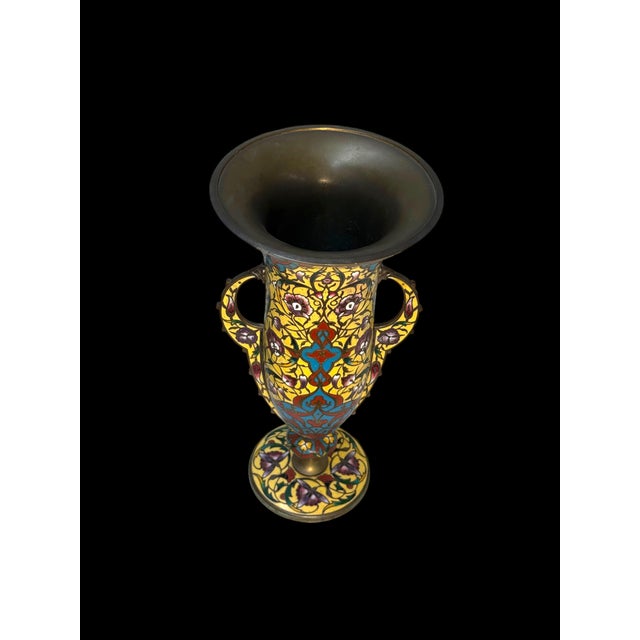 Bronze A Large 19th Century. French Champleve Enamel and Bronze Vase by Barbedienne For Sale - Image 8 of 12