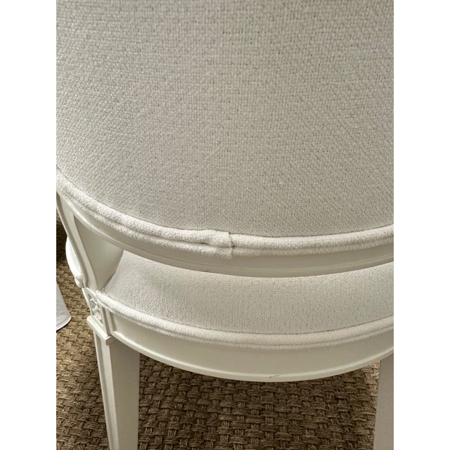 Set of 8 Louis XVI Style White Upholstered Dining Chairs For Sale In Charlotte - Image 6 of 12
