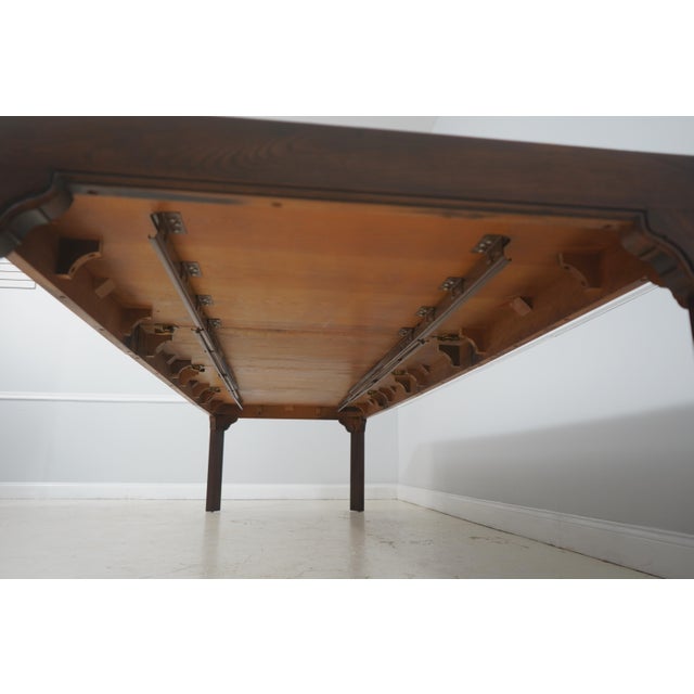 Baker Oak Dining Table With Two Leaves For Sale - Image 16 of 16