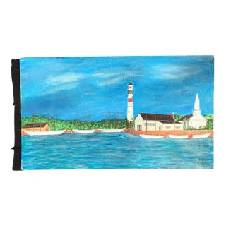 Vintage Folk Art Seascape Painting For Sale