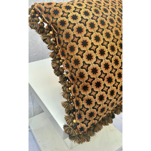 Vintage Boho Chic Macrame Fringed Decorative Pillow For Sale - Image 4 of 10