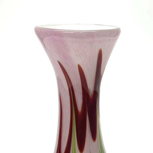 Large Pink Red & Green Murano-Style Vase For Sale In Miami - Image 6 of 8