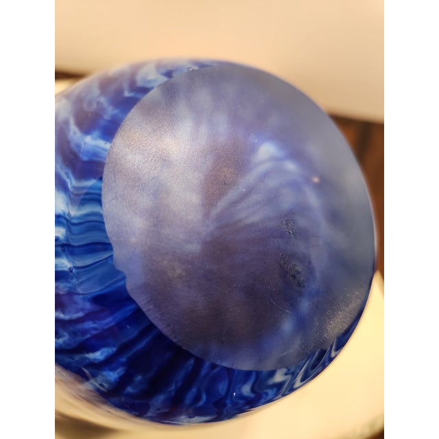 1950s Heavy 7lb Giulio Radi Avem Murano Blue Reticello Bullicante Glass Vase Documents For Sale - Image 5 of 6