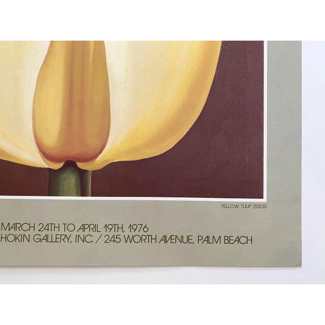 Paper Lowell Nesbitt Vintage 1976 Fine Art Lithograph Print " Yellow Tulip " Modernist Palm Beach Exhibition Poster For Sale - Image 7 of 11