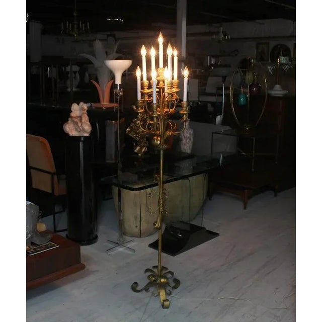 Vintage Gold Gilt Metal Candelabra Floor Lamp Chairish