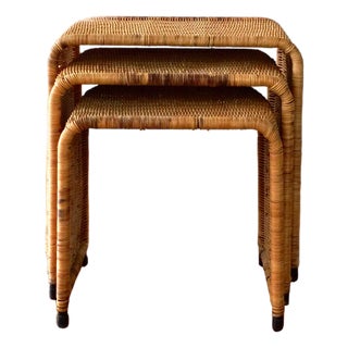 1960s Vintage Franco Albini Style Waterfall Nesting Side Tables For Sale