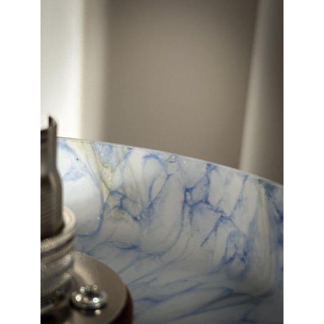 Vintage Cubist-Style Pastel Glass Pastel Blue Glass Table Lamp, 1920s For Sale - Image 11 of 13