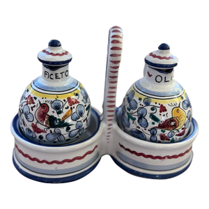 Vintage Italian Hand-Painted Oil & Vinegar Cruet Set