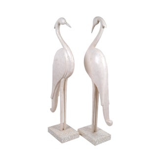 Two Marquis Collection of Beverly Hills Birds White Ivory Stone and Fossil Stone For Sale