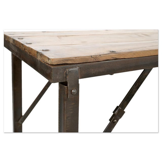 Folding Table in Metal & Teak For Sale - Image 5 of 7