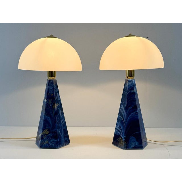 Vintage Prisma Table Lamps with Marble Shades, Italy, 2000s, Set of 2 For Sale - Image 10 of 18