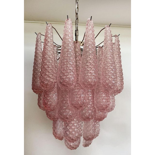 Glass Pink Petal Chandeliers, Murano, 1990s, Set of 2 For Sale - Image 14 of 15
