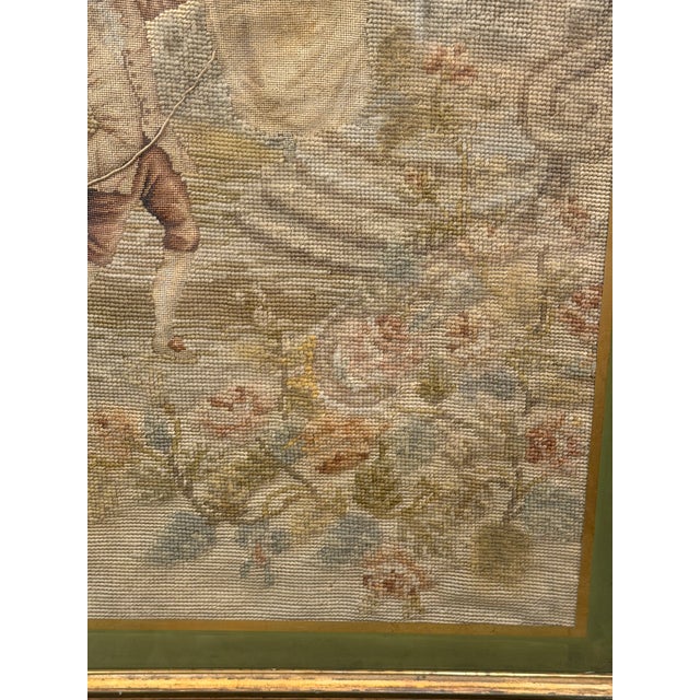 Late 19th Century Pair of 19th-Century Figural Needlepoint & Petit Point Pastoral Panels For Sale - Image 5 of 16