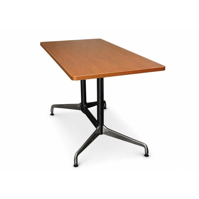 Walnut & Steel Counter Height Table with Rectangular Top on Twin Supports by Charles & Ray Eames for Herman Miller, 1970s For Sale - Image 9 of 10