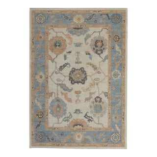 Handmade Turkish Oushak Rug 5'2"x7'1" For Sale