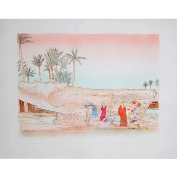 Visitors to the Colossus Susan Hall American (1943) Date: 1978 Aquatint Etching, Signed and Numbered in Pencil Edition of...