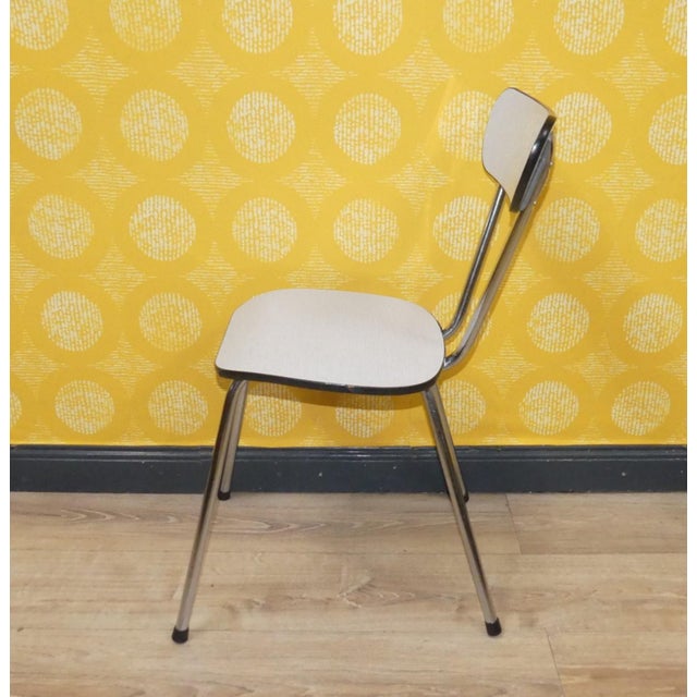 Chrome and White Formica Kitchen Chairs, 1960s, Set of 3 For Sale - Image 10 of 12