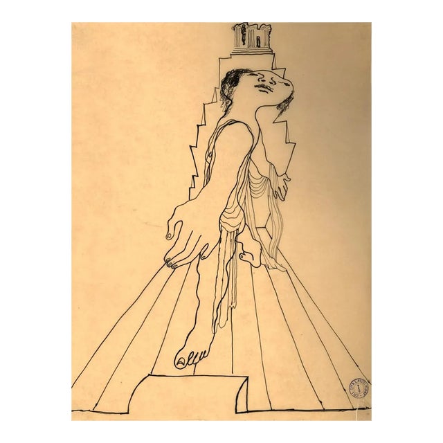 The Olympus - Original China Ink Drawing by Jean Cocteau - 1920s 1920 ca. For Sale