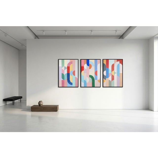 Art Deco Destiny by Natalia Roman is a contemporary geometric painting that evokes shifting atmospheres through a refined...