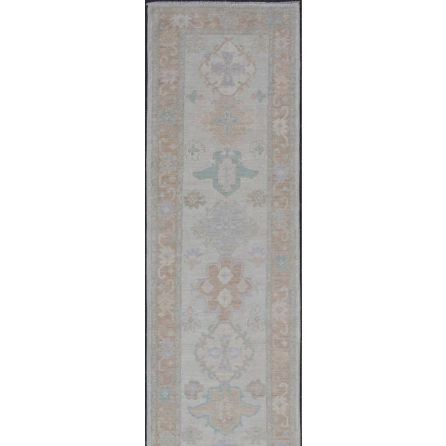 Traditional Hand-Knotted Very Long Oushak Runner by Keivan Woven Arts, 3'2" X 19'6" For Sale - Image 3 of 13