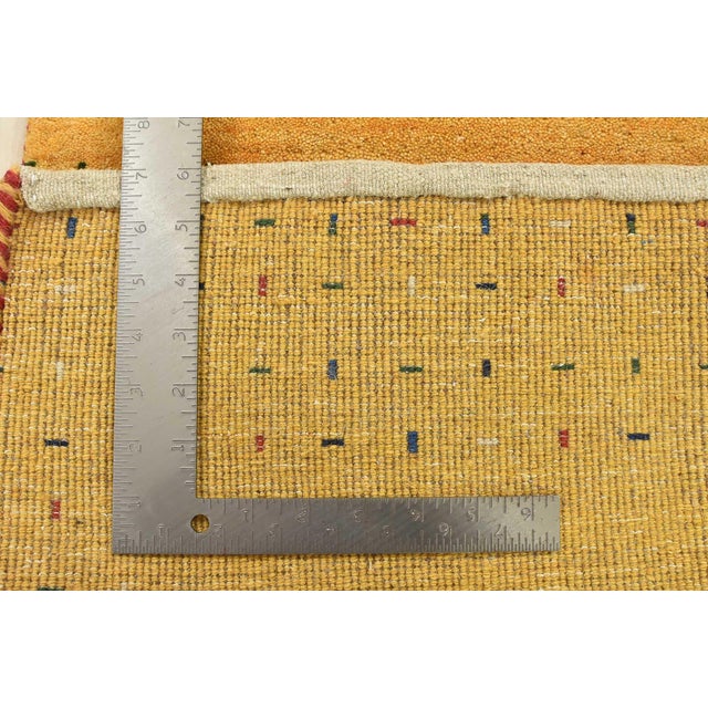 Gabbeh Rug 2’3” X 4’8” Gold Wool Contemporary Hand-Knotted Carpet For Sale - Image 13 of 13