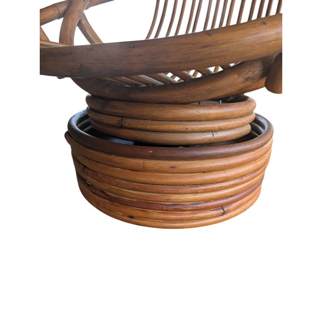 Mid-Century Modern Organic Bentwood Rattan Swivel Tub Chair For Sale - Image 14 of 18