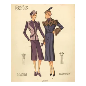 1920s French Chanel Fashion Design Print- Matted