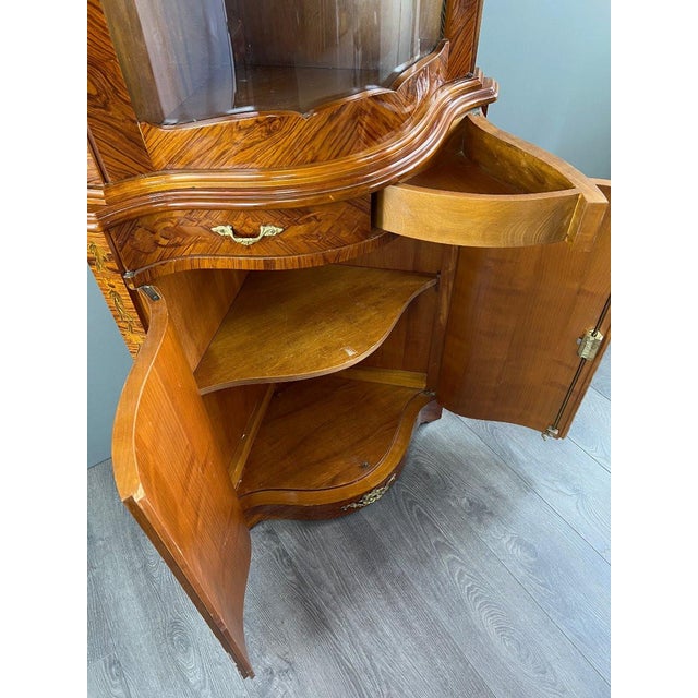 20th Century Corner Marquetry Display Cabinet, 1890s For Sale - Image 10 of 12