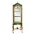 French Louis XVI Green Display Vitrine With Gold Leaf Details, Tufted Interior & Glass Shelves For Sale