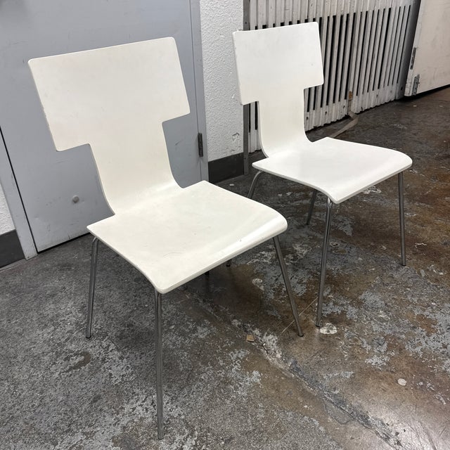 Contemporary Modern Molded Plywood Side Chairs, Pair For Sale - Image 3 of 12