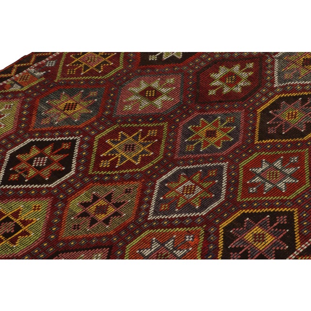 1950s Vintage Cecim Kilim Rug in Red, Polychromatic Tribal Pattern For Sale - Image 5 of 7