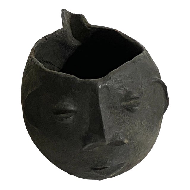 1980s Old Kuba Wooden Cup Figural Head For Sale