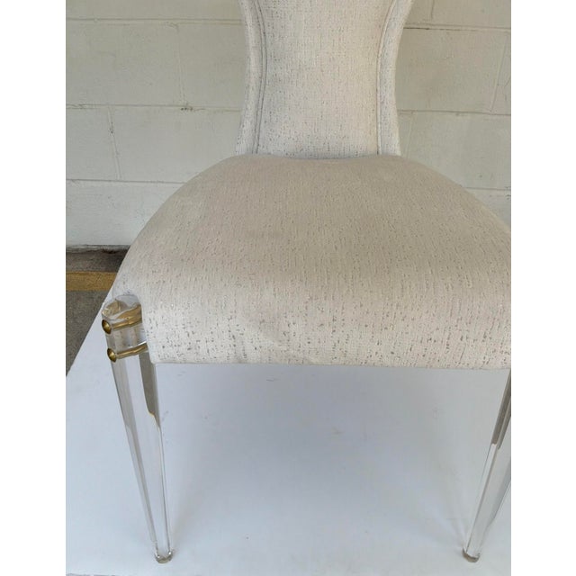 Metal Baker Modern White and Gray Cut Velvet IIa Dining Chairs Set of 6 For Sale - Image 7 of 8