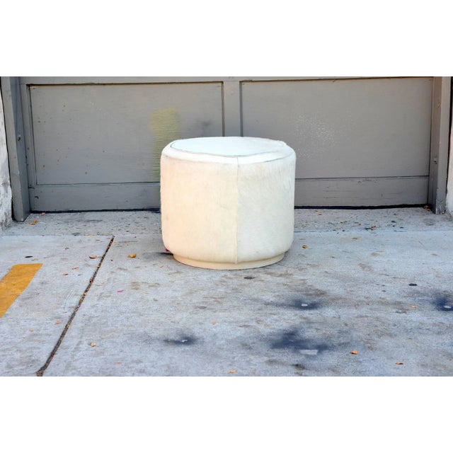 Hide Covered Cylinder Ottoman Stool For Sale In Los Angeles - Image 6 of 7