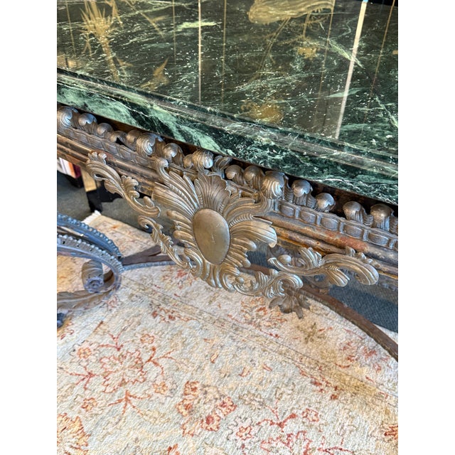 Louis XV Acanthus Leaf + Green Marble Console Table For Sale - Image 9 of 18