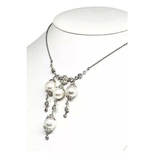 Diamond South Sea Pearl Necklace 18k Gold Certified For Sale - Image 4 of 8